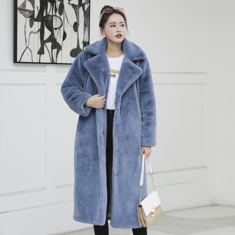 Luxury Velvet-Trimmed Faux Fur Coat – Winter Warmth, 14 Colors, Long Elegant Fit (S-XXL)