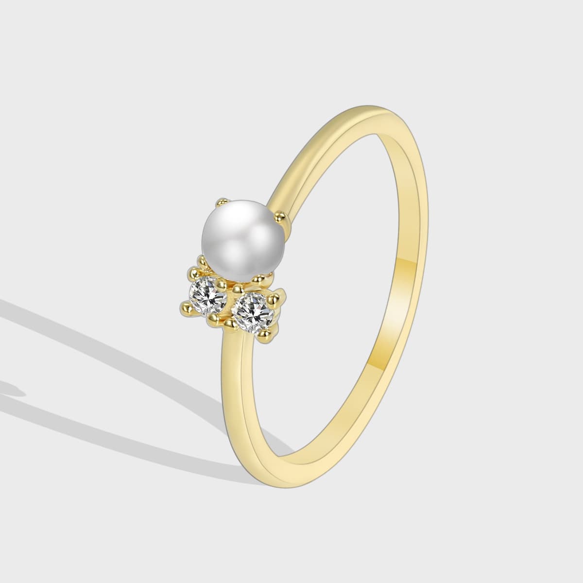 Zircon Pearl Ring Female Light Luxury Cold Style Index Finger Joint Ring Fashion Retro Ring