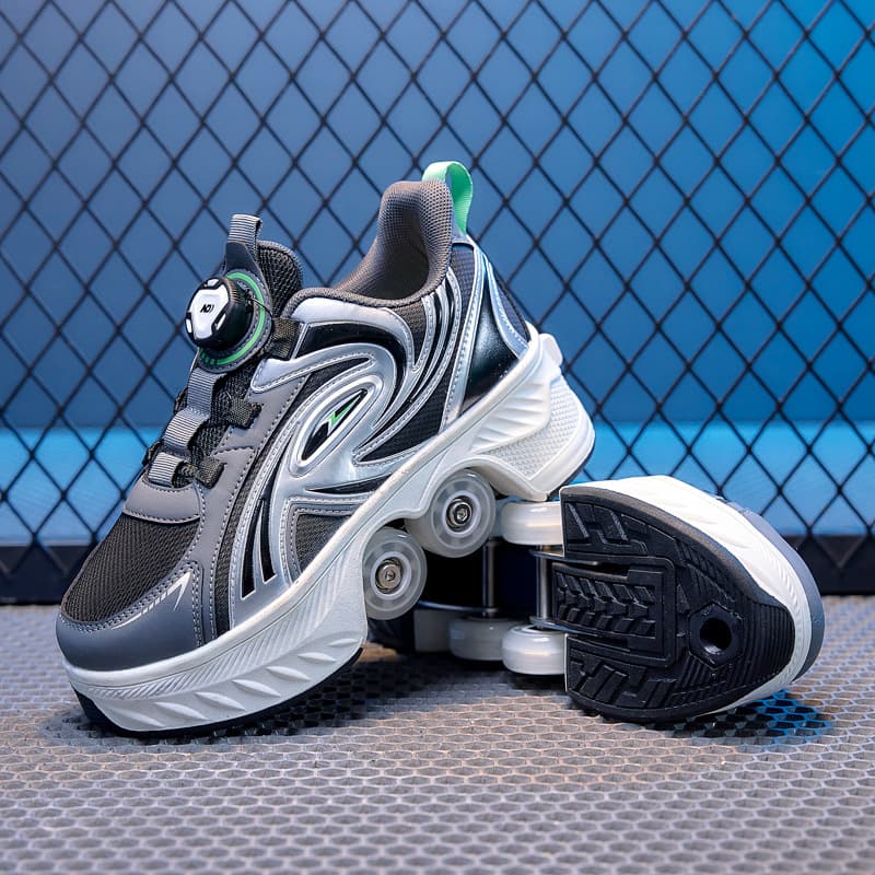 Children's Four Wheel Roller Skates Invisible Shrinkable Two-Way Sports Shoes Boys And Girls Double Row Eight Wheels Students