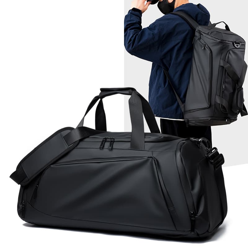 Fashion leather film fitness bag dry wet separation shoe bin portable travel bag large capacity out shoulder luggage bag