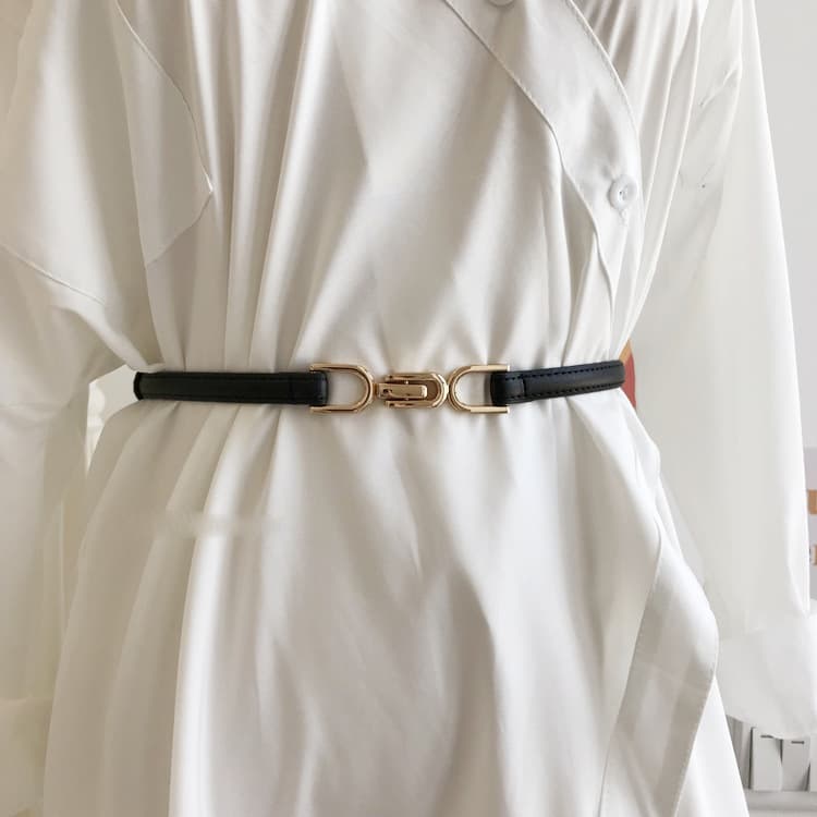 New Style Buckle Belt Women's Slim Decorative Dress Paired With Skirt, Sweater, Coat, Waist Cinching Fashion PU Small Belt For Women
