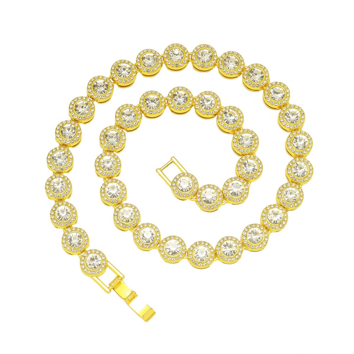 Men's necklace hot-selling popular hip-hop round rhinestone necklace. Men’s hip-hop cool and fashionable stitching full diamond necklace.