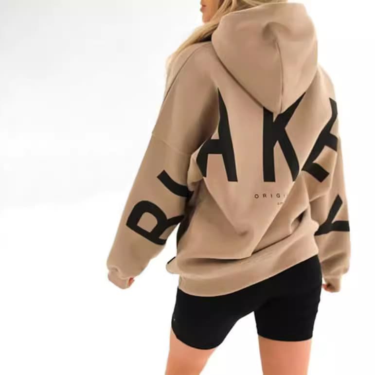 Women's Clothing New Cross Border Fashion Printing Thickened Versatile Long Sleeve Loose Hooded Sweater Women