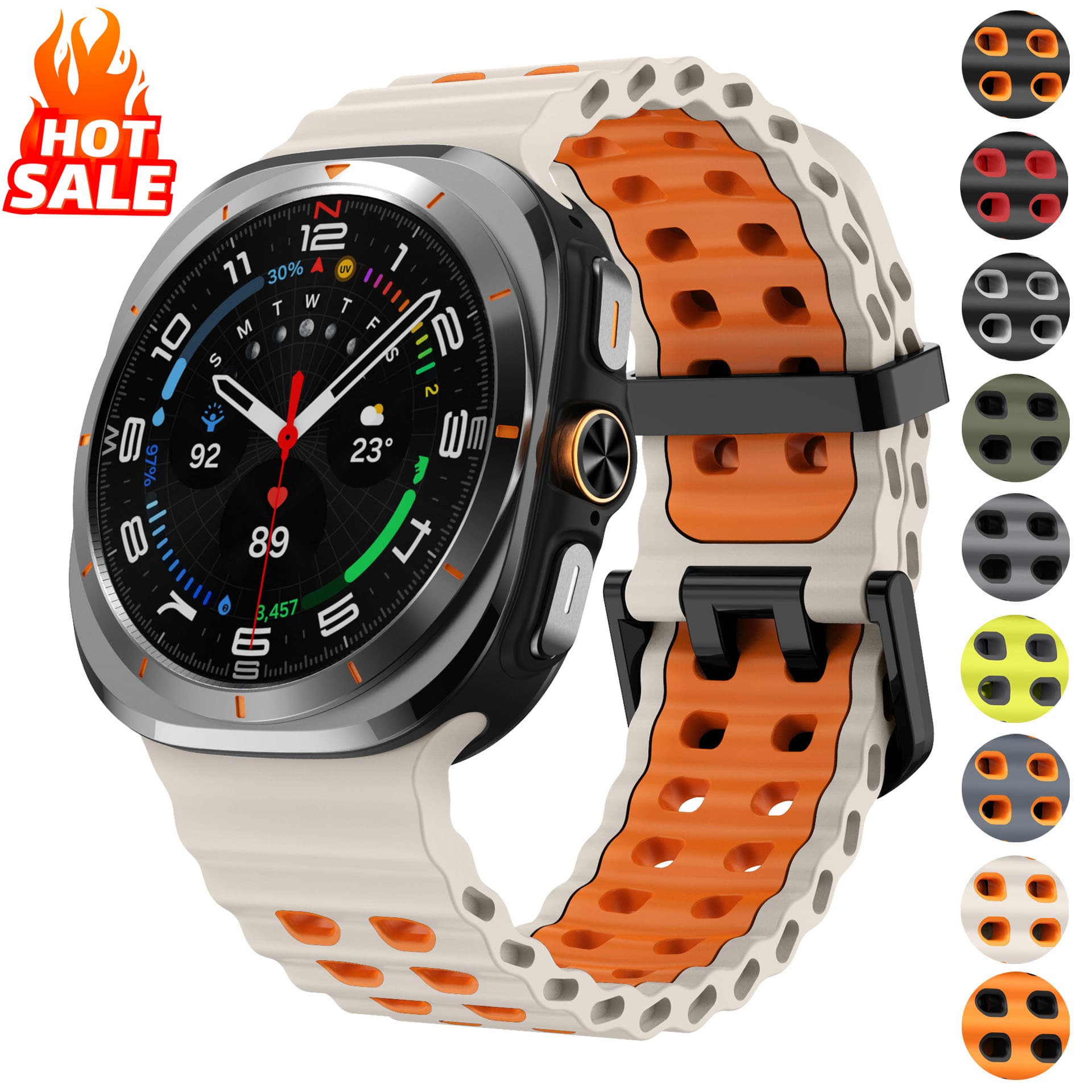 Marine Band For Samsung Galaxy Watch Ultra Strap 47mm Accessories Sport silicone correa Bracelet Galaxy Watch7 ultra 47 mm Strap