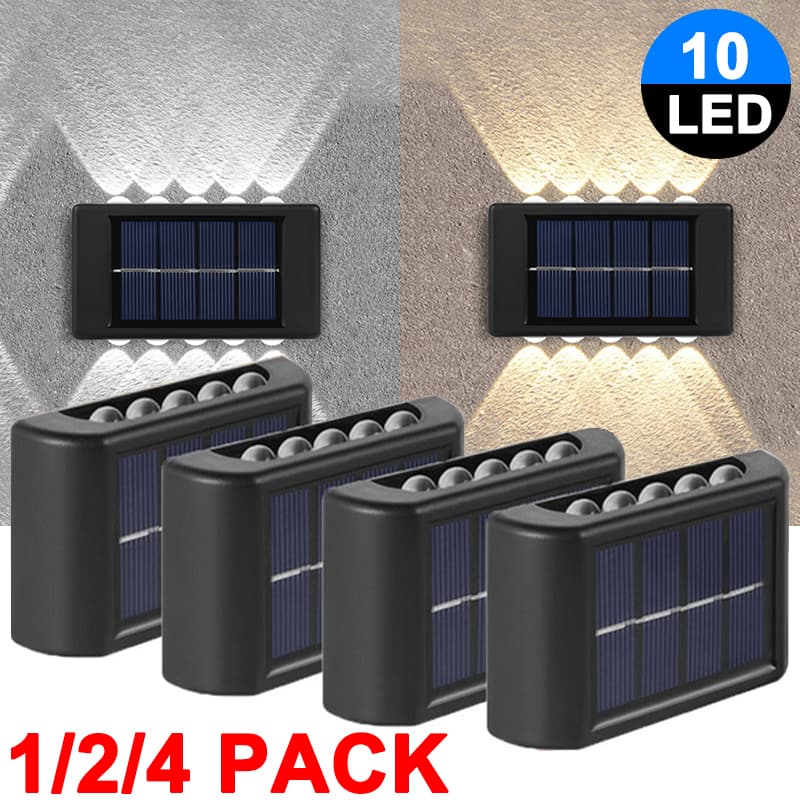 2LED Solar Wall Lights Outdoor Waterproof Security LED Lighting For Garden Yard Fence Decor Lamps