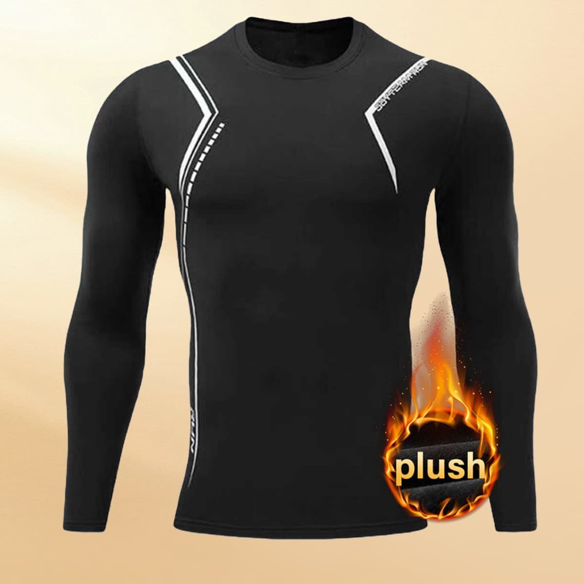 Men's Thermal Compression Base Layer – Fleece-Lined Long Sleeve Workout Shirt For Running, Gym & Outdoor Sports (XS-XXL EU/US Sizing) Black/Navy/Grey