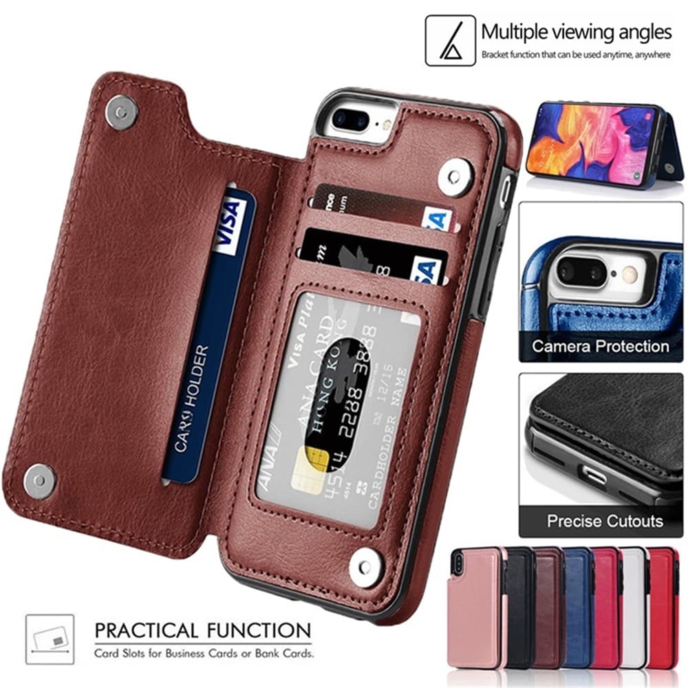 High Grade Leather Case Card Slots For iPhone SE 6S 7 8 Plus XR XS 11 Pro Max Wallet Case For Samsung A50 A70 A51 A71 S2
