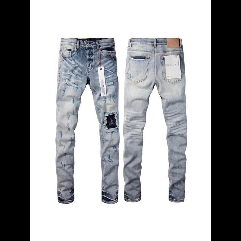 Jeans droits brodés et écussons pour hommes - Denim