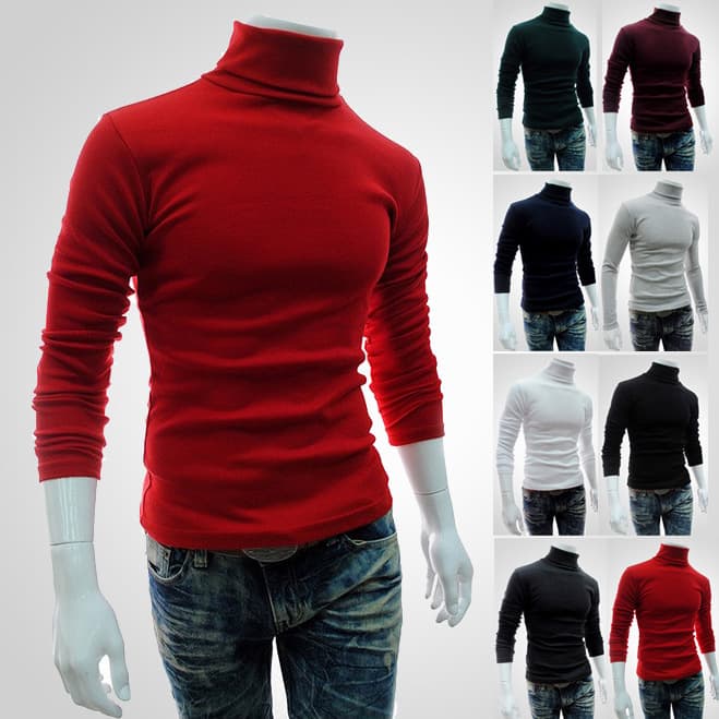 ​​Men's High Neck Slim Fit T-Shirt Long Sleeve Thermal Base Layer Soft Brushed Polyester Solid Color Casual Top For All Seasons​​
