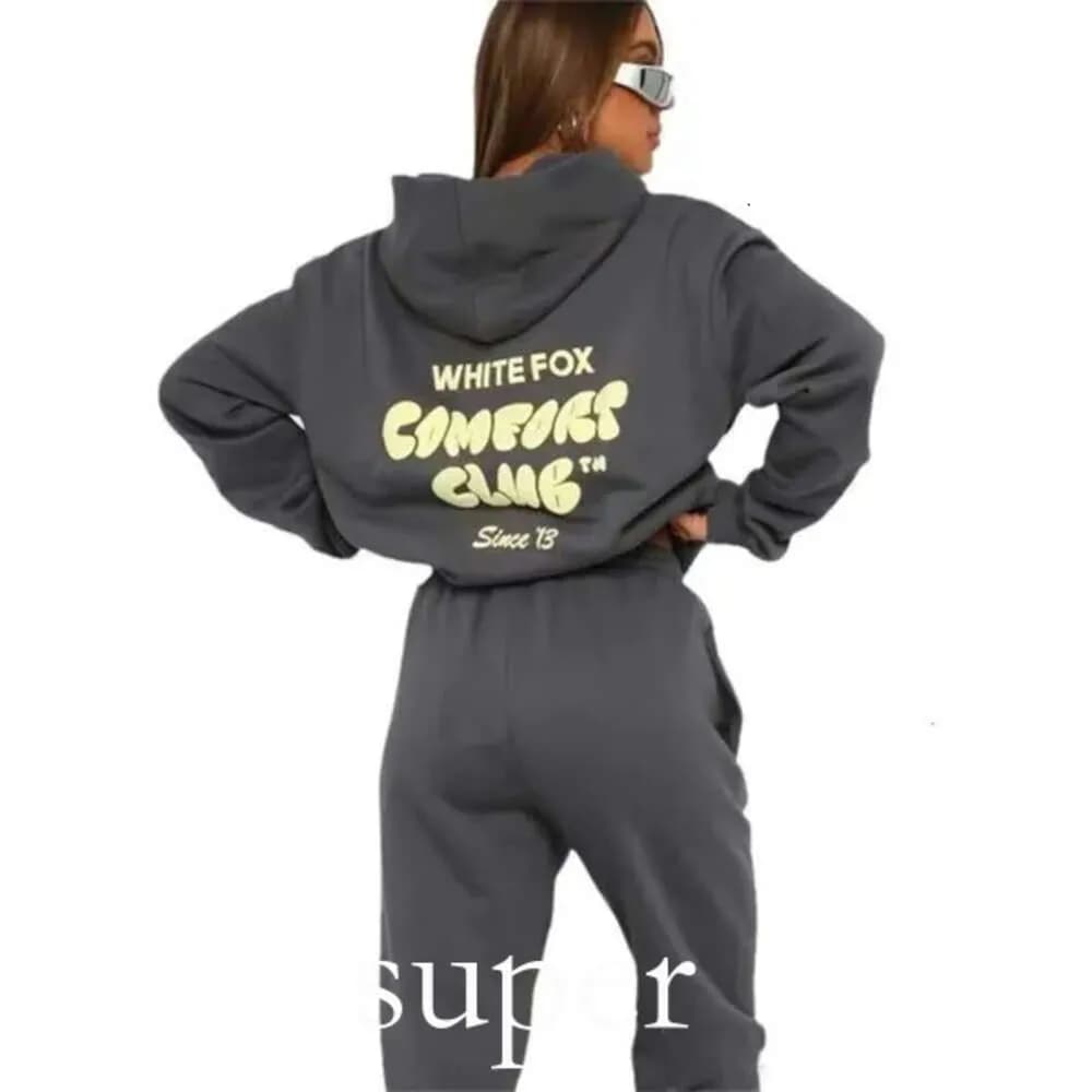 New Designer White Foxs Two Pieces Short Sets Sweatsuit Female Hoodies Hoody Pants With Sweatshirt Loose T-Shirt Sport
