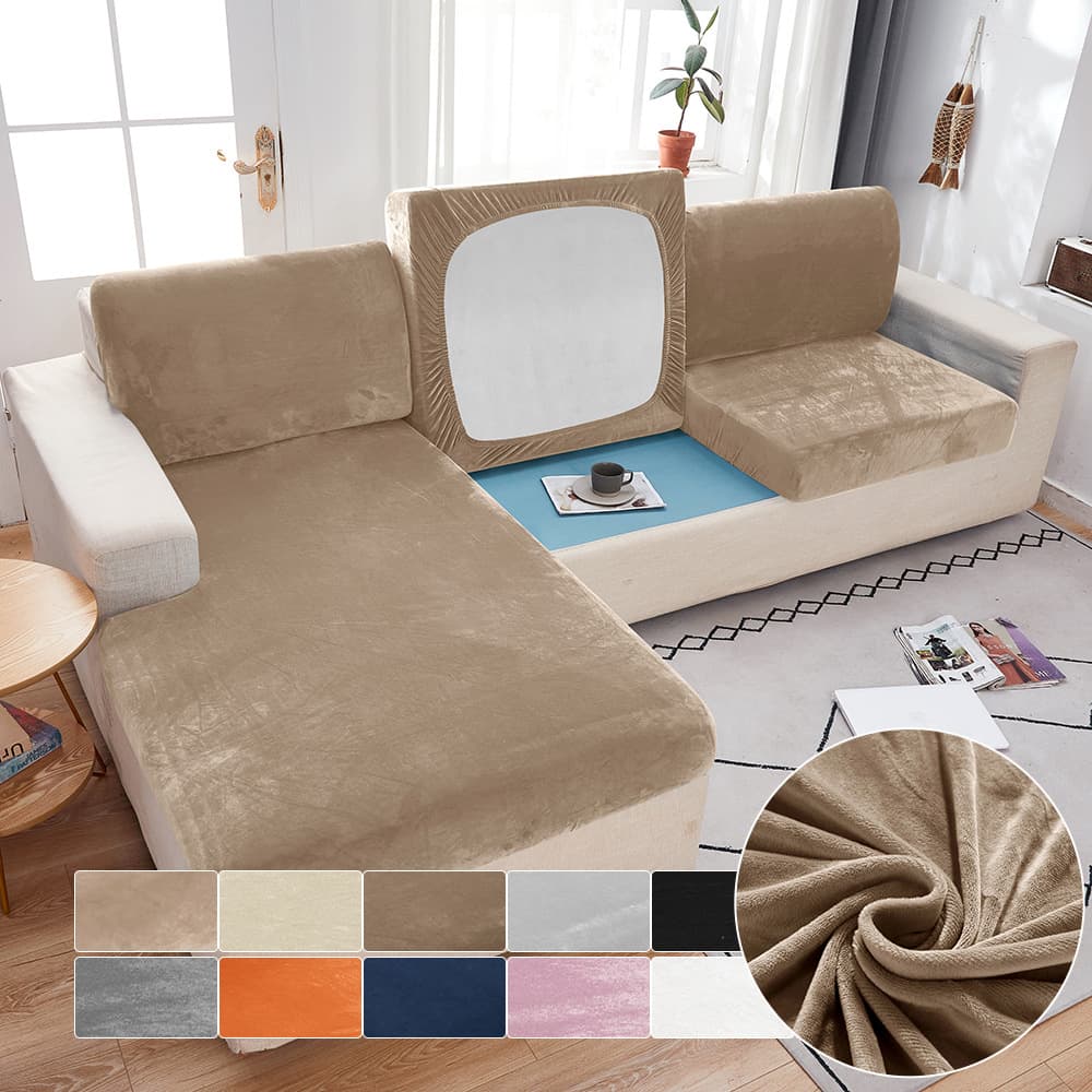 Silver Fox Velvet Sofa Cushion Cover Lazy Sofa Cover Nordic Elastic Sofa Hat Single Double Combination