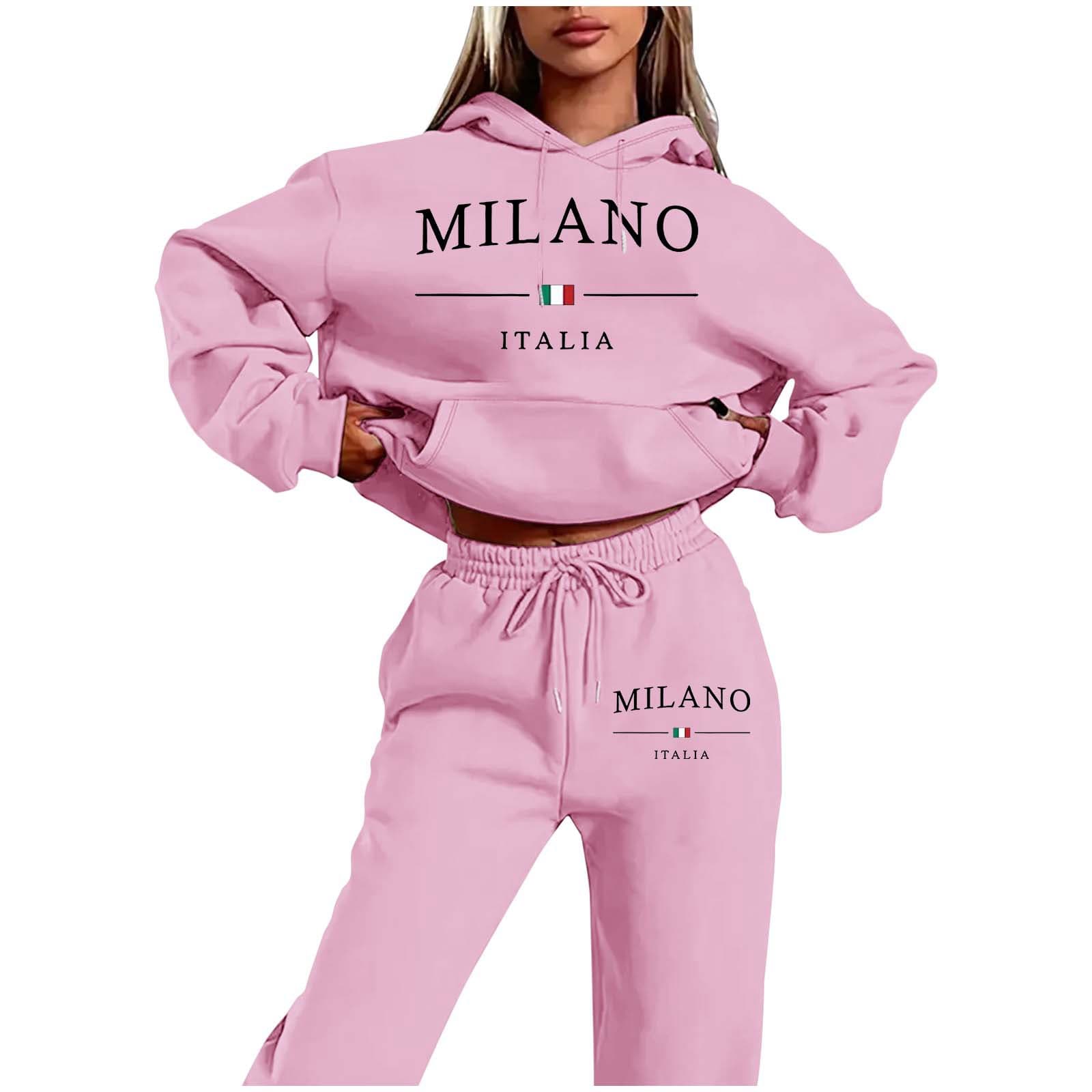 Women's Plus Size Fleece Hoodie Set Trendy Letter Print Casual Streetwear Sweatshirt & Pants Outfit