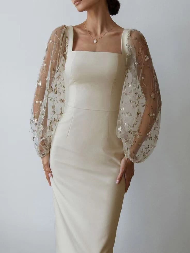 Women's Clothing simple temperament embroidery patchwork hip dress
