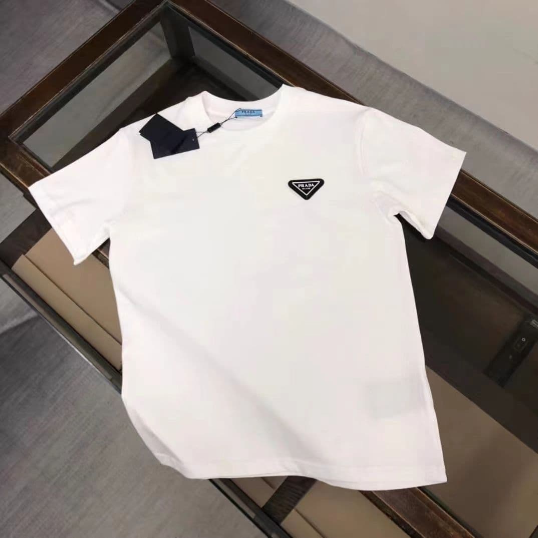 T-shirt à manches courtes unisexe, tendance et ample, avec logo triangulaire brodé, style célébrité sur Internet, nouvelle collection été 2025