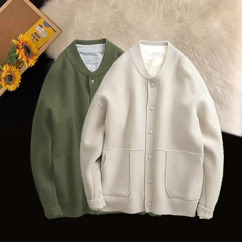 Men's Clothing Autumn and Winter new cardigan sweater men's Korean fashion youth versatile casual solid color lazy style knitted coat