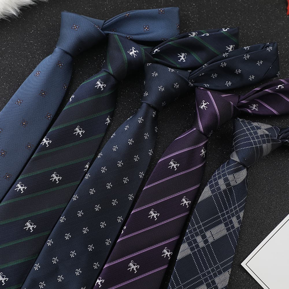 Men's Casual Business 7cm Jacquard Tie Korean Fashion Striped Pattern Straight
