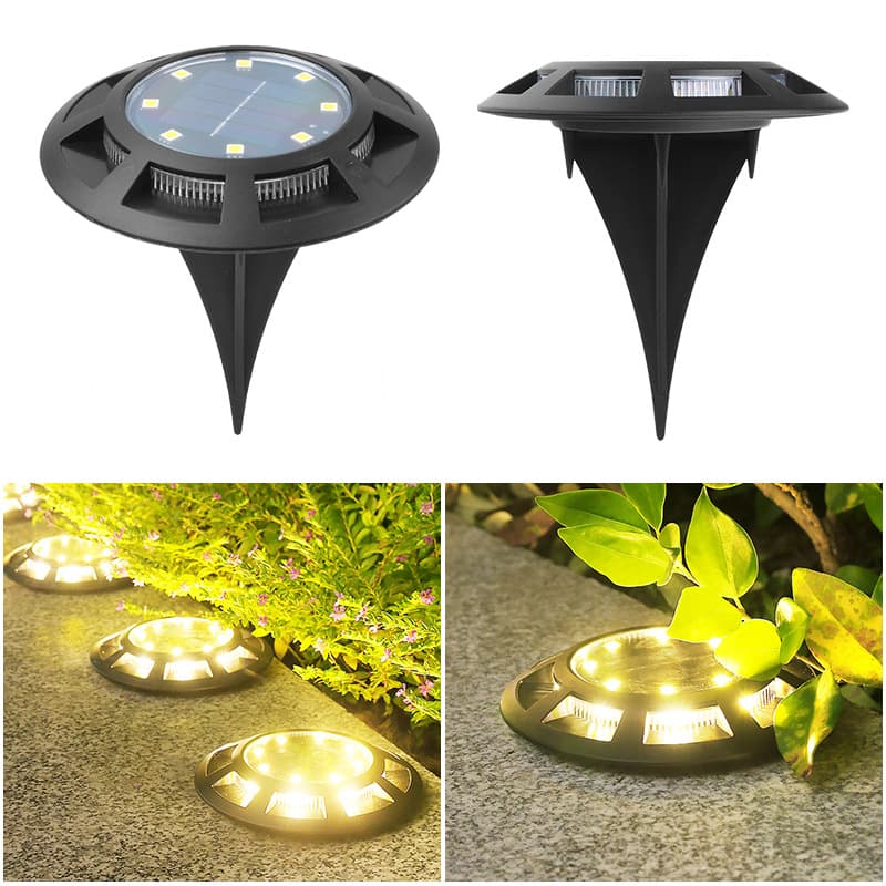 Solar Ground Lights Outdoor Waterproof LED Landscape Lighting For Garden, Yard, Pathway - Warm White/Cool White (8+8 LED, IP65 Rated)
