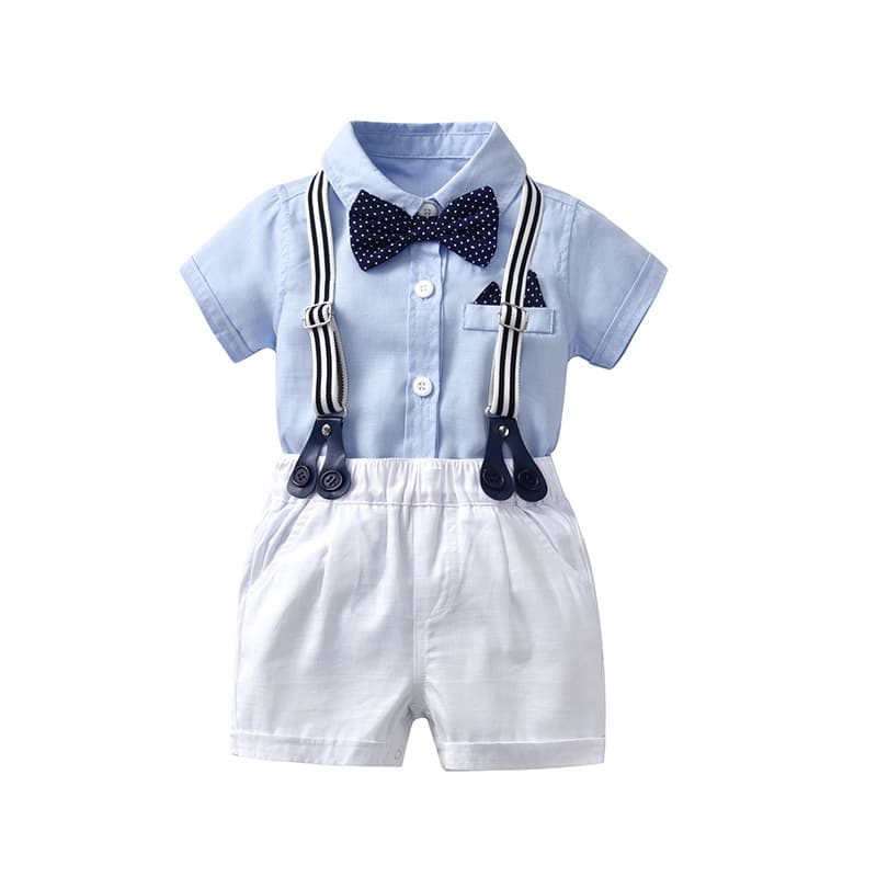 106059819@qq.com Baby Boy Gentleman Outfit Children's Clothing Short-sleeve Shorts Romper With Bow Tie Summer New In Stock One-piece Drop