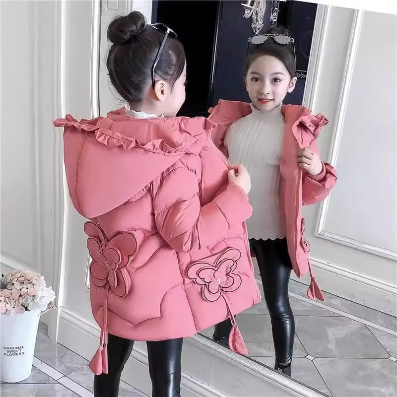 Mother & Kids ​Girls' Winter Coat With Hood – Warm Long Padded Jacket For Toddlers & Kids (3-8 Years), Soft Polyester Shell, Lightweight & Stylish