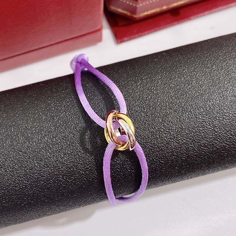 Bracelet homme femme créateur bijoux or unisexe acier inoxydable 3 boucles métal ruban lacé chaîne multicolore