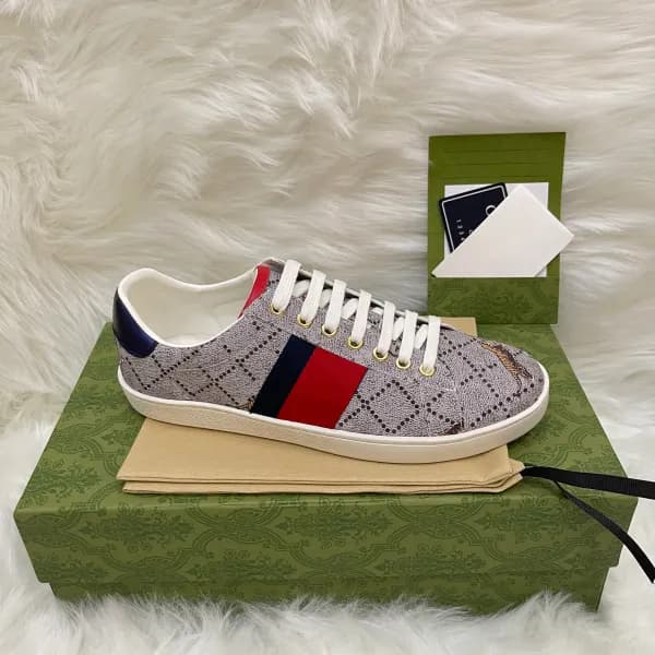 Baskets en cuir de qualité supérieure pour hommes et femmes, chaussures de course à rayures brodées Ace Bee