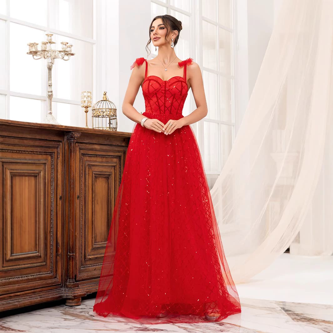 Women's Clothing New Evening Dress Toast Dress Red Banquet Long Skirt Dress Dance Cross Border