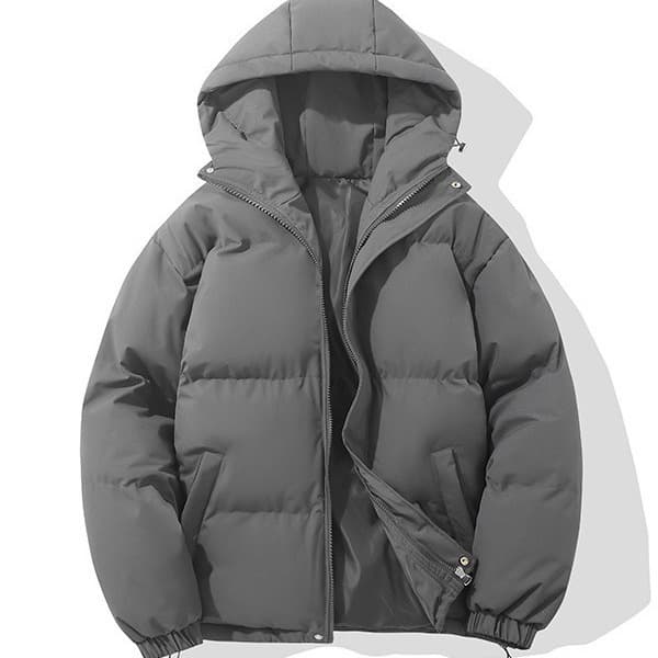 Men's Padded Clothes 2025 Winter New Loose Hooded Solid Color Thickened Warm Thickened Couple Bread Clothes Cotton Clothes No
