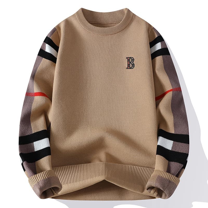 Pull d'automne-hiver pour homme, col rond élégant, sous-vêtement épais, maille tendance, décontracté, chaud et confortable.