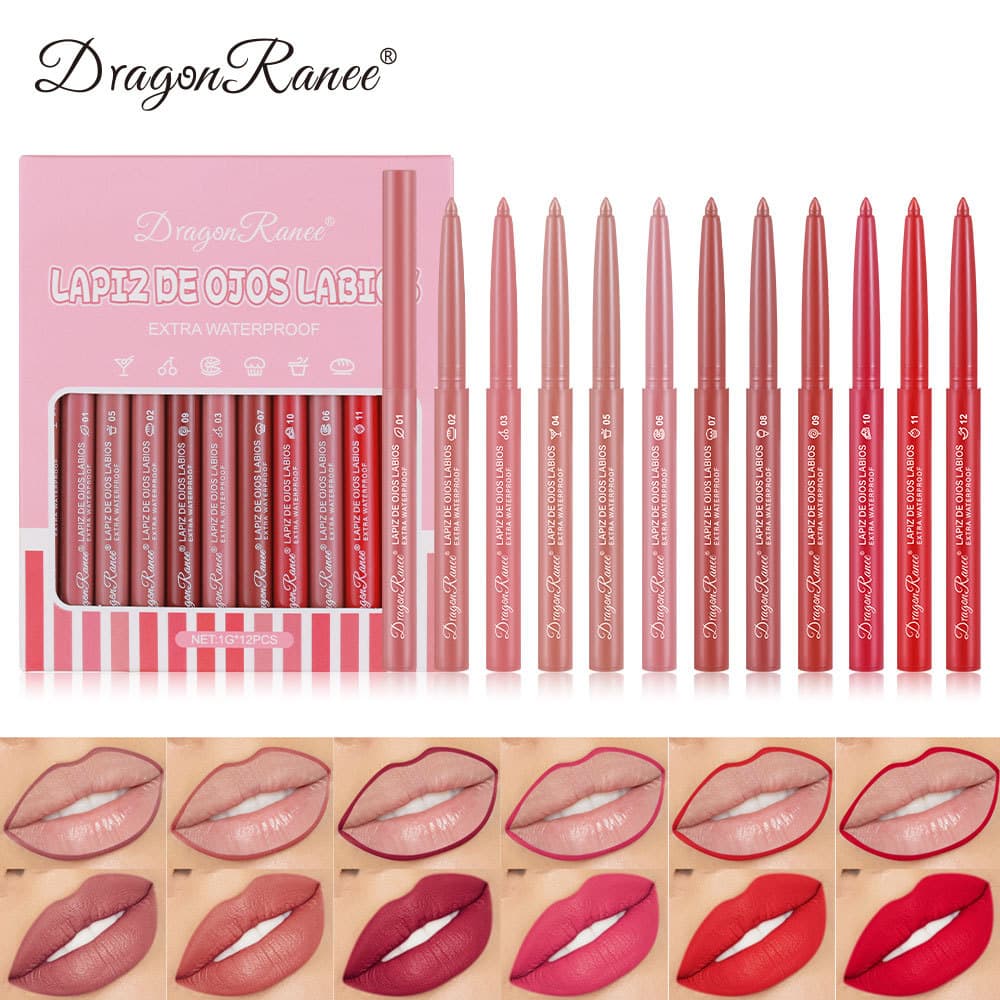12-Piece Lipstick & Lip Liner Set For Women - Long-Lasting, Non-Fading, Matte Finish, With Beige Brown Shades Included