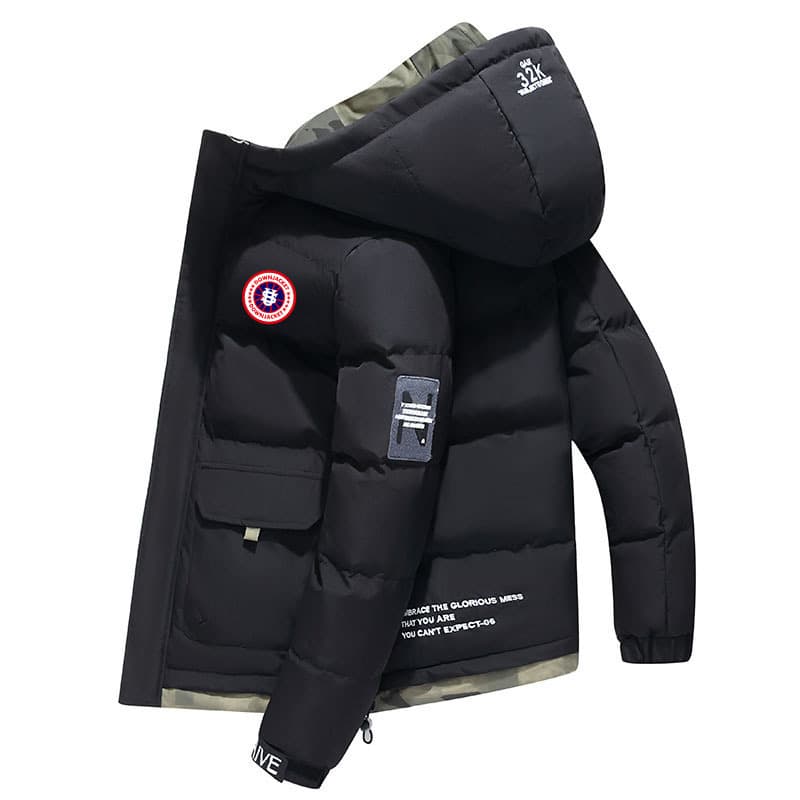 Men's Clothing Men's Long Sleeved Thick Winter Warm US Map Hooded Down Cotton Coat High Quality