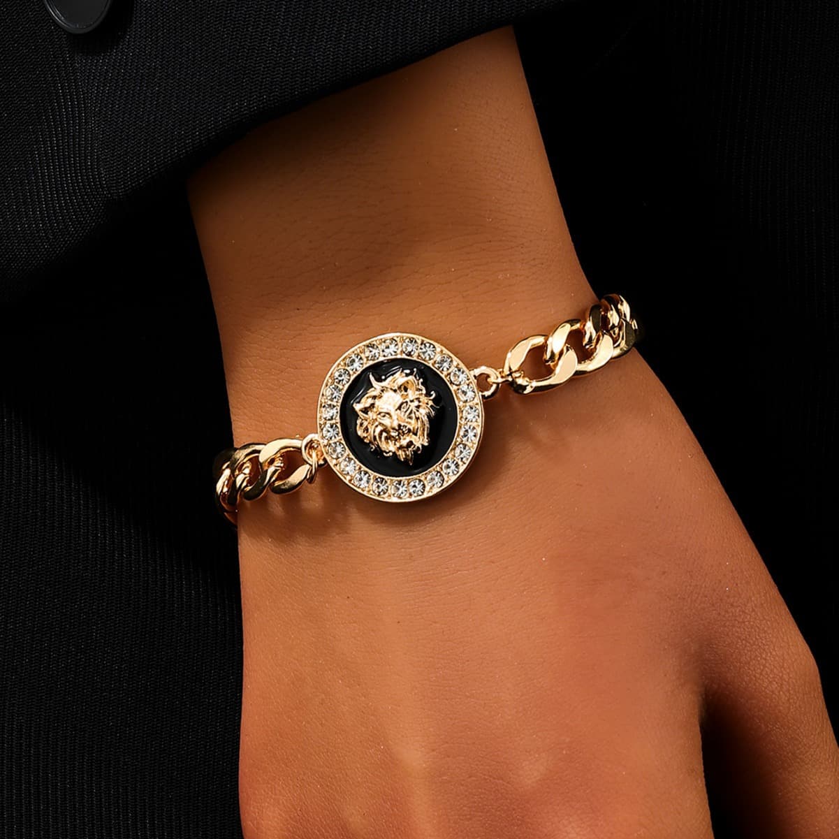 Unisex Fashionable And Personalized Geometric Round Square Honey Lion Diamond Bracelet