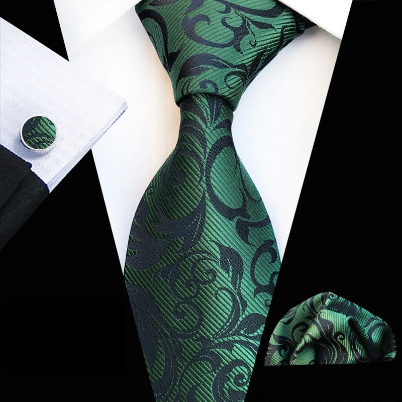 Men's Ties Purple Vine Tie Pocket Square Cuff Three Piece Set