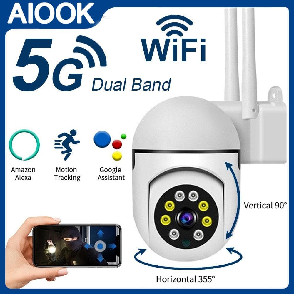 AIOOK 2.4g+5g Outdoor PTZ CCTV IP Security Camera Wireless WIFI 3MP HD 360 Waterproof Video Monitor Mini Camera