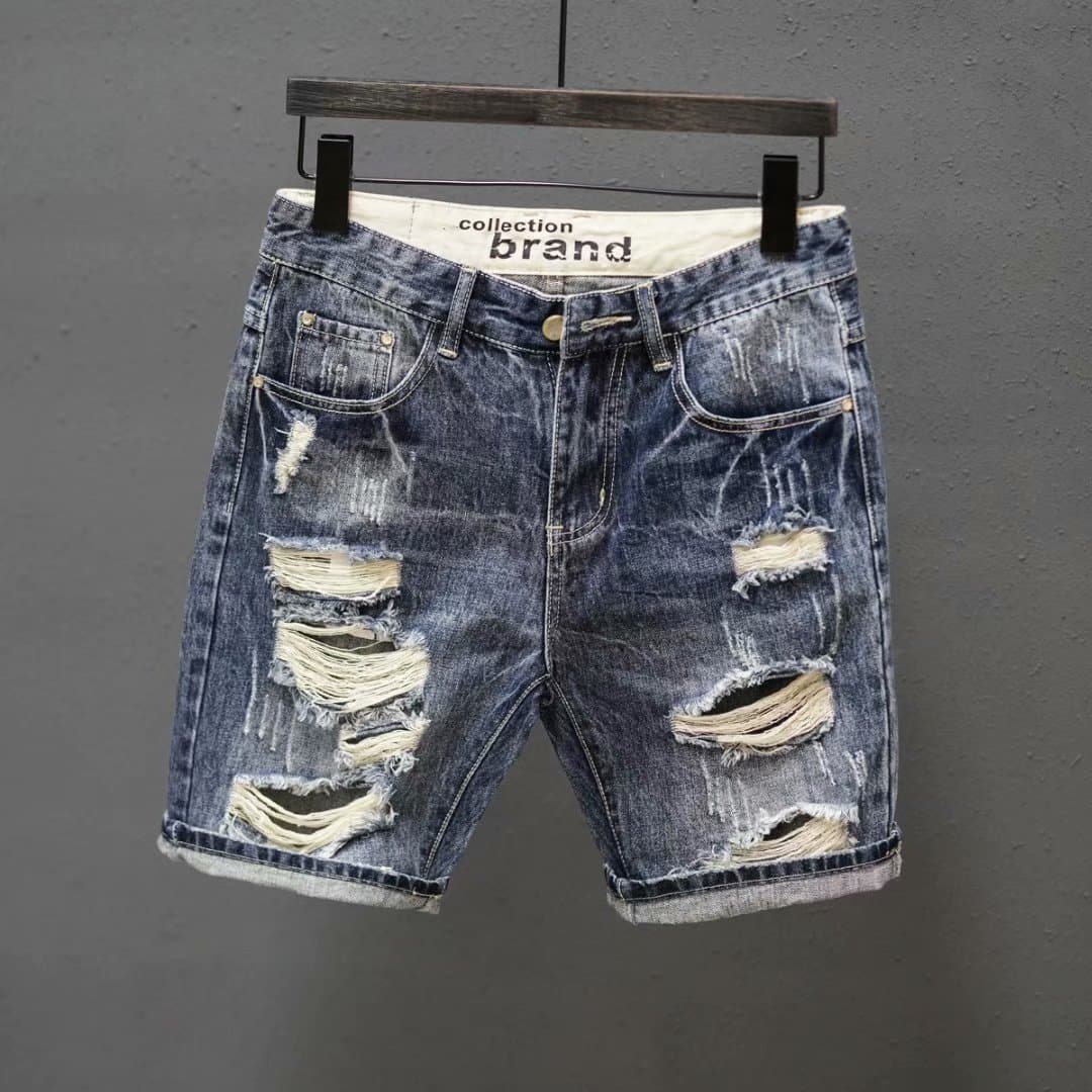 Men's Clothing Men's Clothing Trendy Men's Ripped Denim Shorts Style Summer Casual Cool Retro Boys Same Style As Internet Celebrities