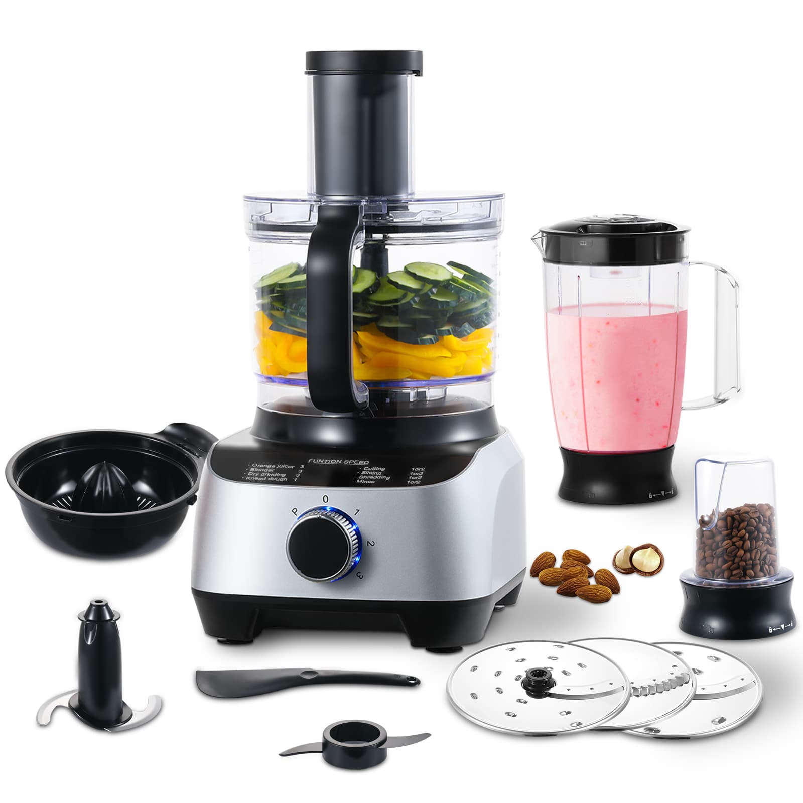 1300W Food Processor With 3.5L Bowl And 1.5L Blender For Kitchen Use,Commercial Food Processor,Multifunctional Food Processor
