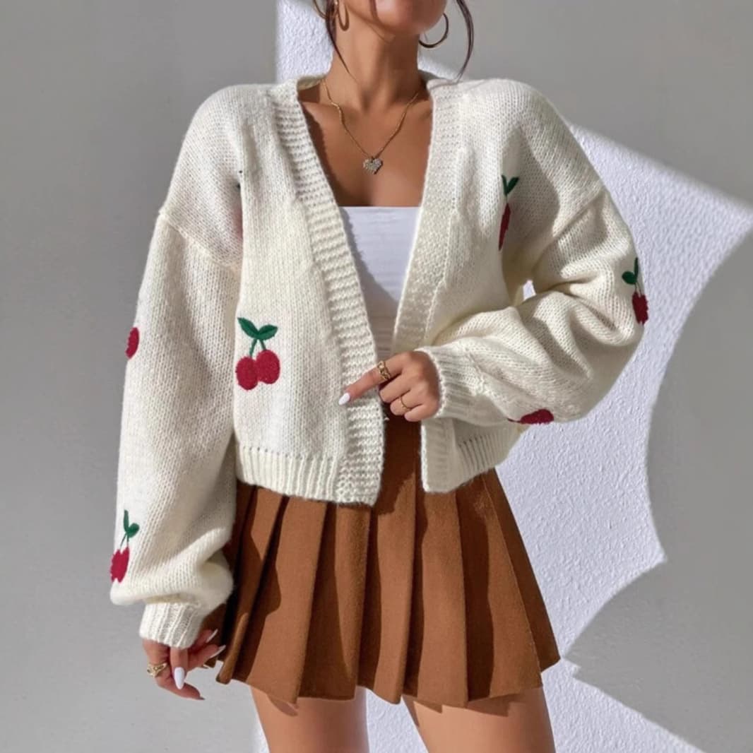 Women’s Clothing Spring And Autumn Jacquard Sweater New Style Outer Wear Loose Casual Knitted Cardigan