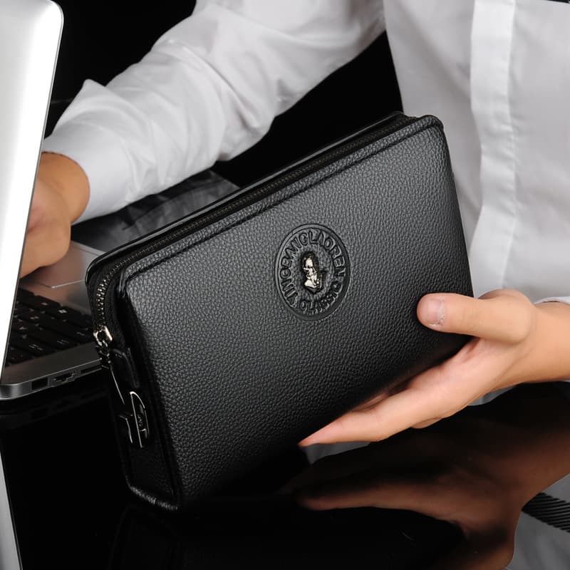 Men's Genuine Leather Slim Briefcase - Large Capacity Anti-Theft Business Handbag With Laptop Compartment (8 Inch) - Urban Minimalist Design