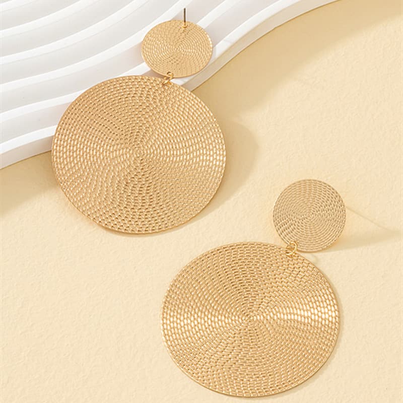 Exaggerated Large For Women New Style Metal Texture Geometric Round Simple Stud Earrings Qingdao Summer