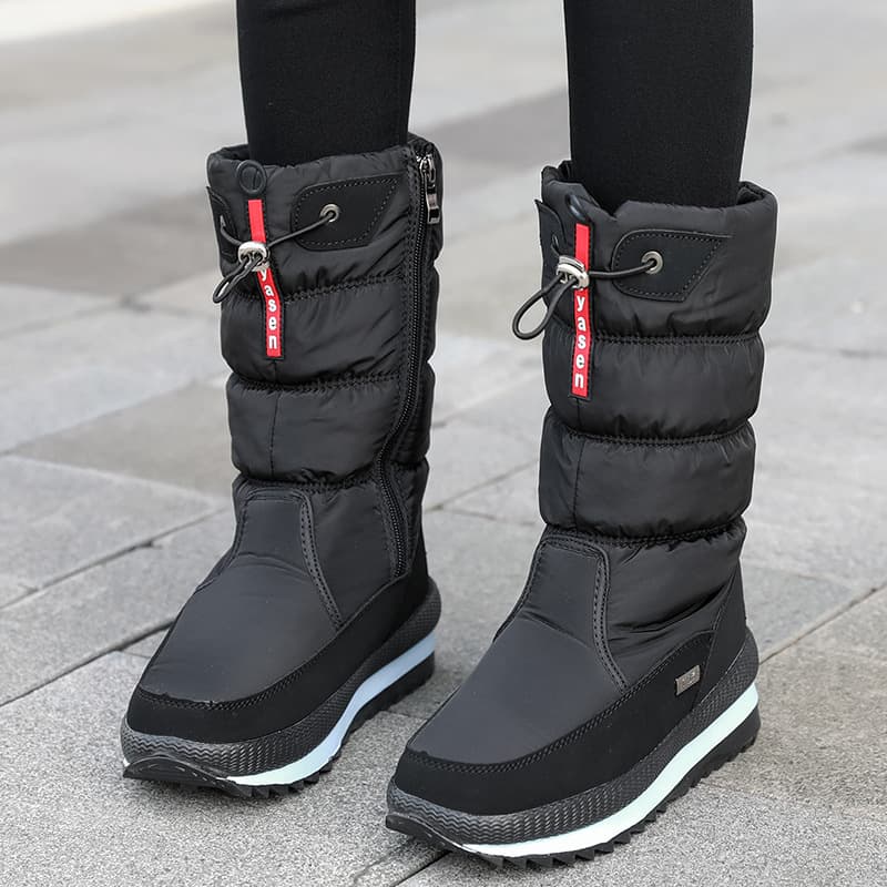 Snow boots women's high cotton boots winter thickening waterproof non-slip plus cashmere large size cotton shoes thickening