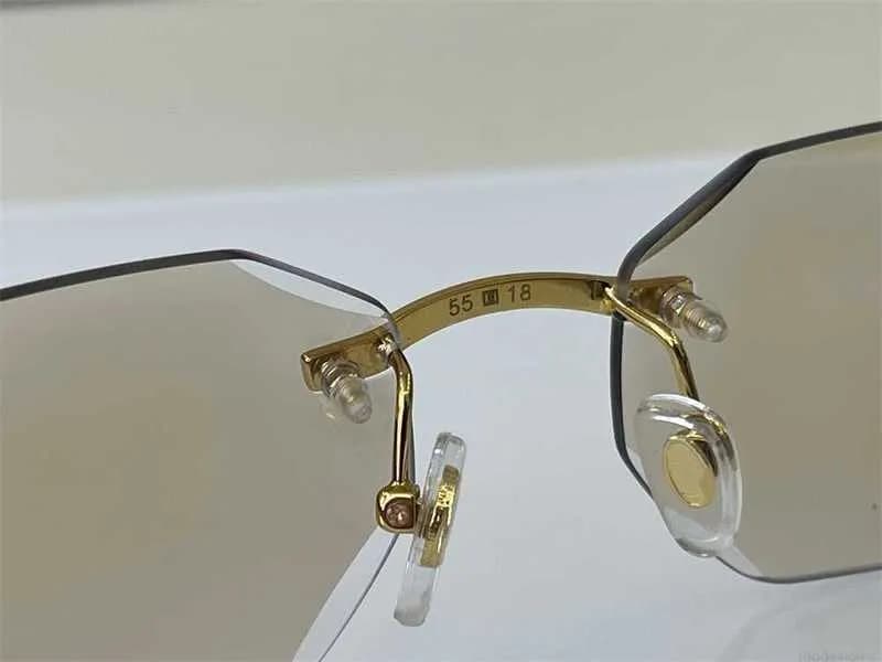 Designer Sunglasses Men Pochromic Glasses Fashion Brand Frameless Style Dia Cut Lens Man Vintage Retro Designers