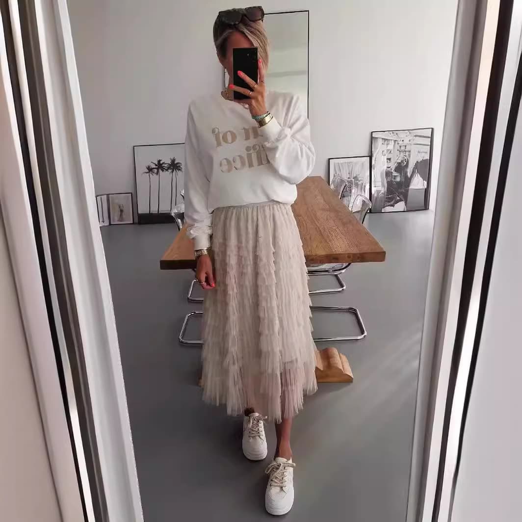 Women's new mesh skirt patchwork cake skirt