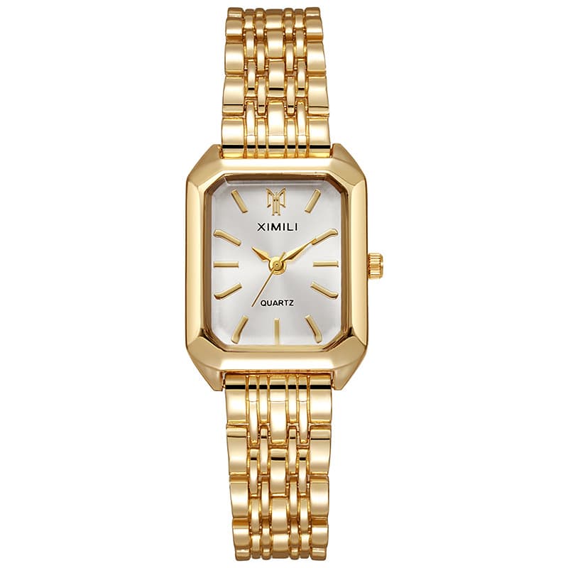 Women's Fashion Quartz Watch Simple Square Light Luxury Steel Strap Schoolgirl Digital Display Timepiece