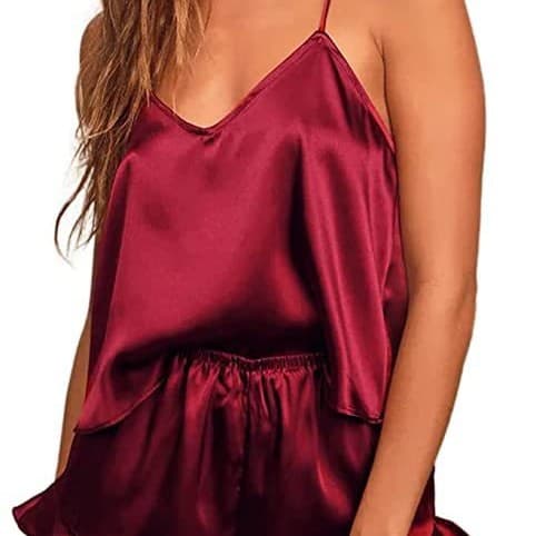 Sleepwears Women's Silk Pajamas Solid Color V Neck Suspender Shorts Two Piece Pajamas Sexy Fashion Home Clothes Suit