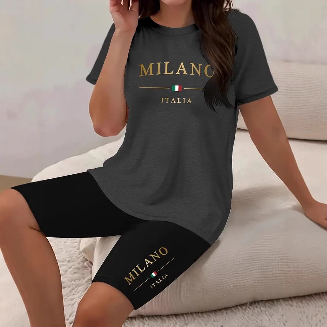 Women's Clothing Casual Short Sleeve Men's Graphic Print T-Shirt & Casual Short Sleeve Top 2-Piece Set - Stylish Summer Outfit For Everyday Wear​