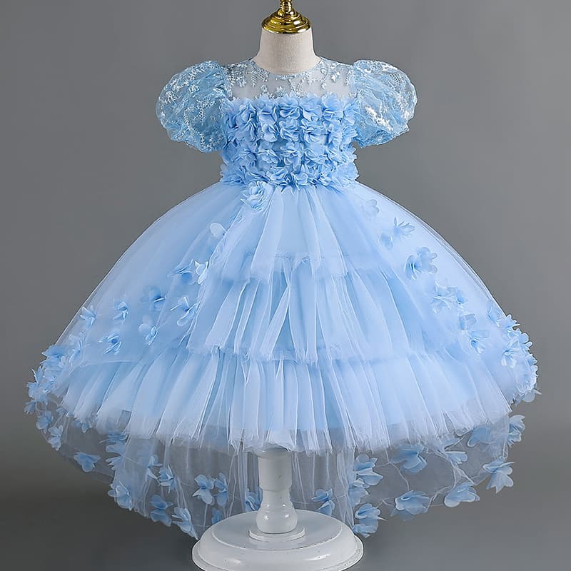 Kid's Clothing new lace petal children's dress wedding dress princess dress little girl tail dress kids dress