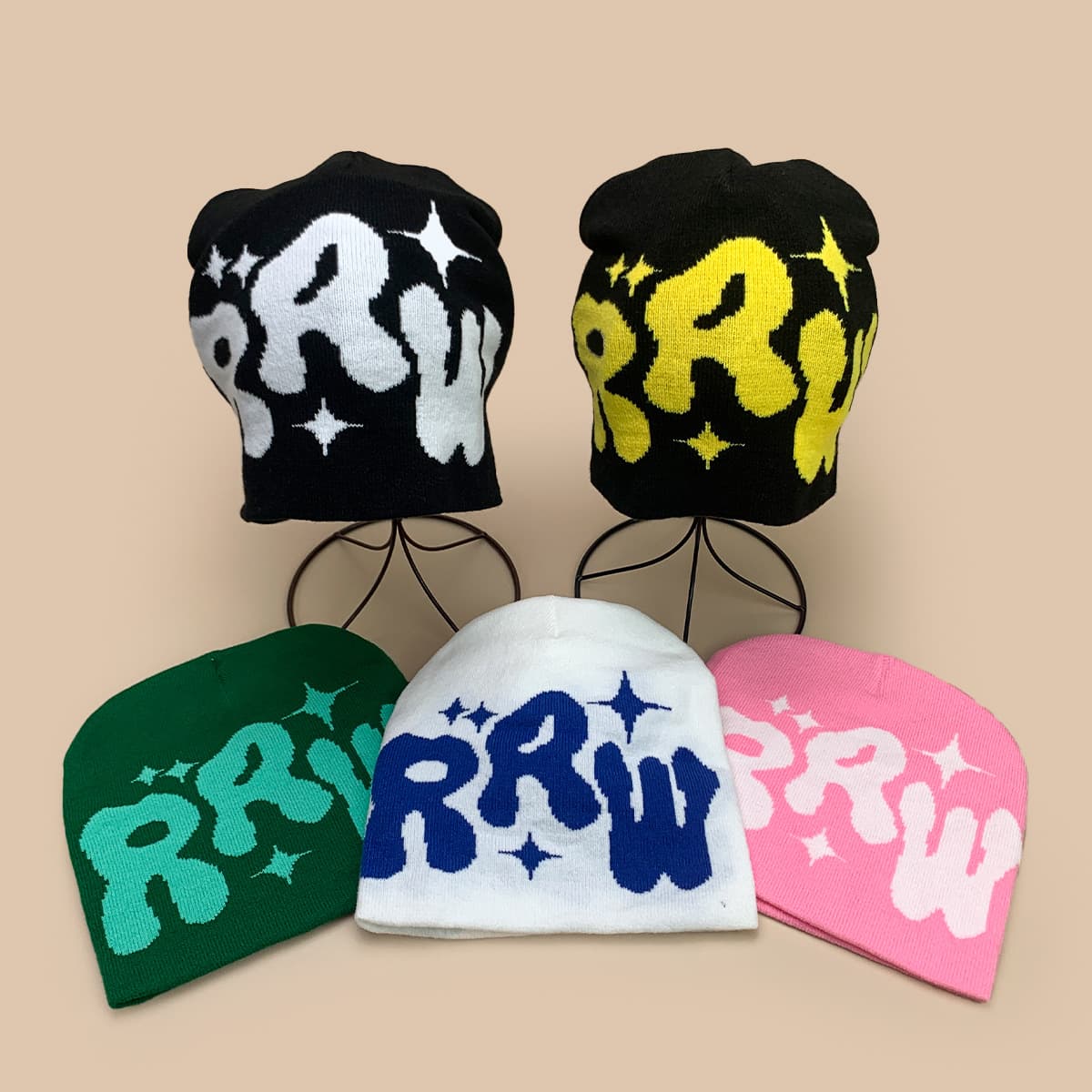 Unisex Star Letter Jacquard Knit Beanie - Warm Winter Casual Hat For Men & Women, Trendy Outdoor Cold Weather Cap​