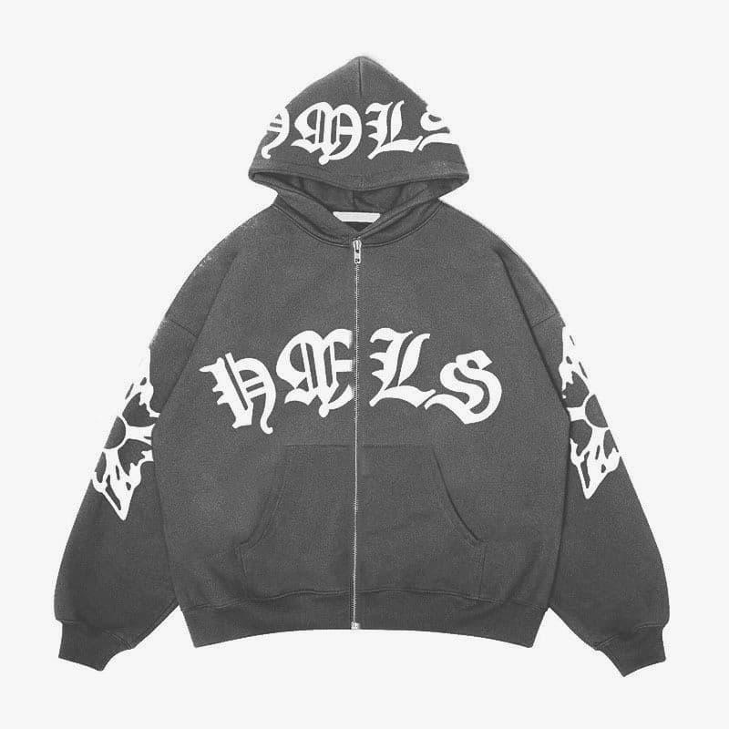 Men's Clothing zipper sweatshirt letter print hoodie trend oversize hoodie student clothes