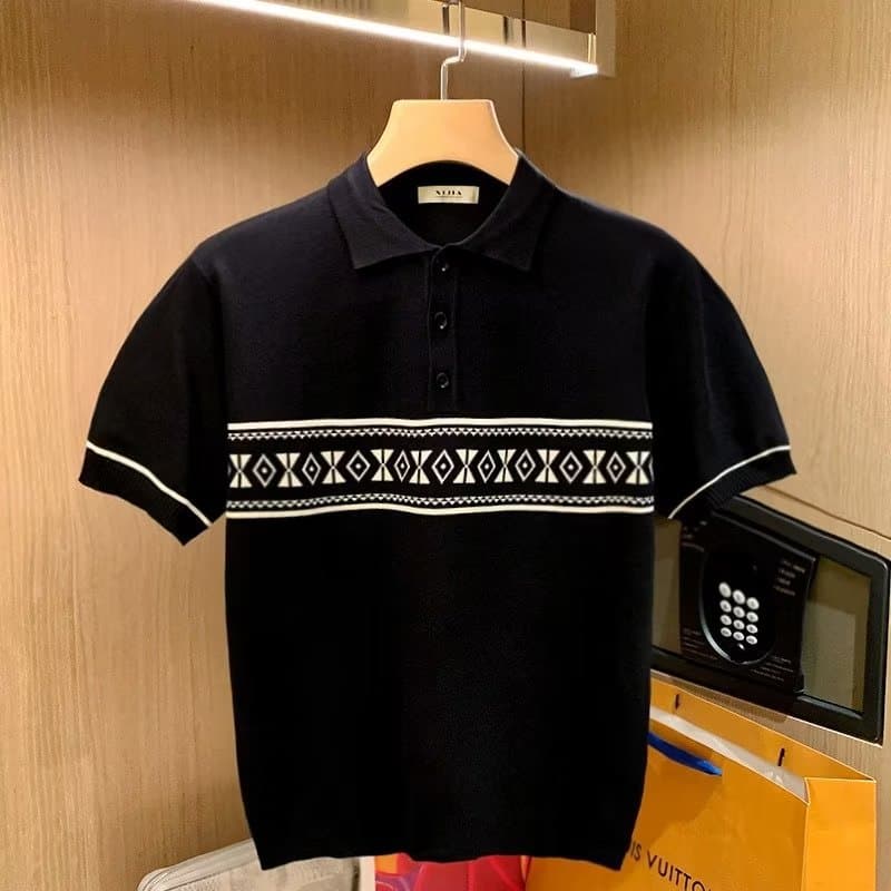 Men's Clothing New simple youth popular summer 2024 men's all match trendy POLO shirt men's five point sleeves ins