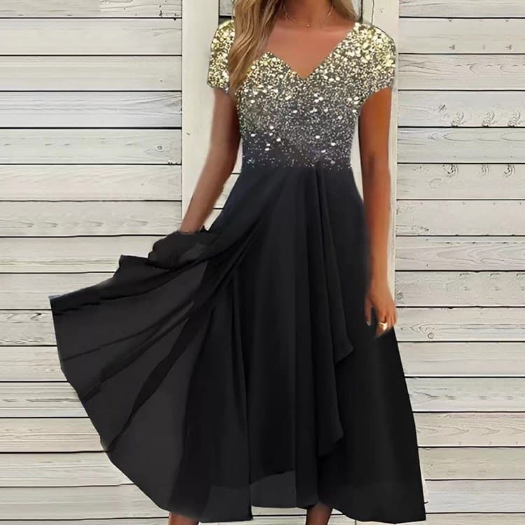 Breathable Floral Chiffon Maxi Dress – V-Neck A-Line Summer Dress For Women (S-5XL, Lightweight & Flowy)