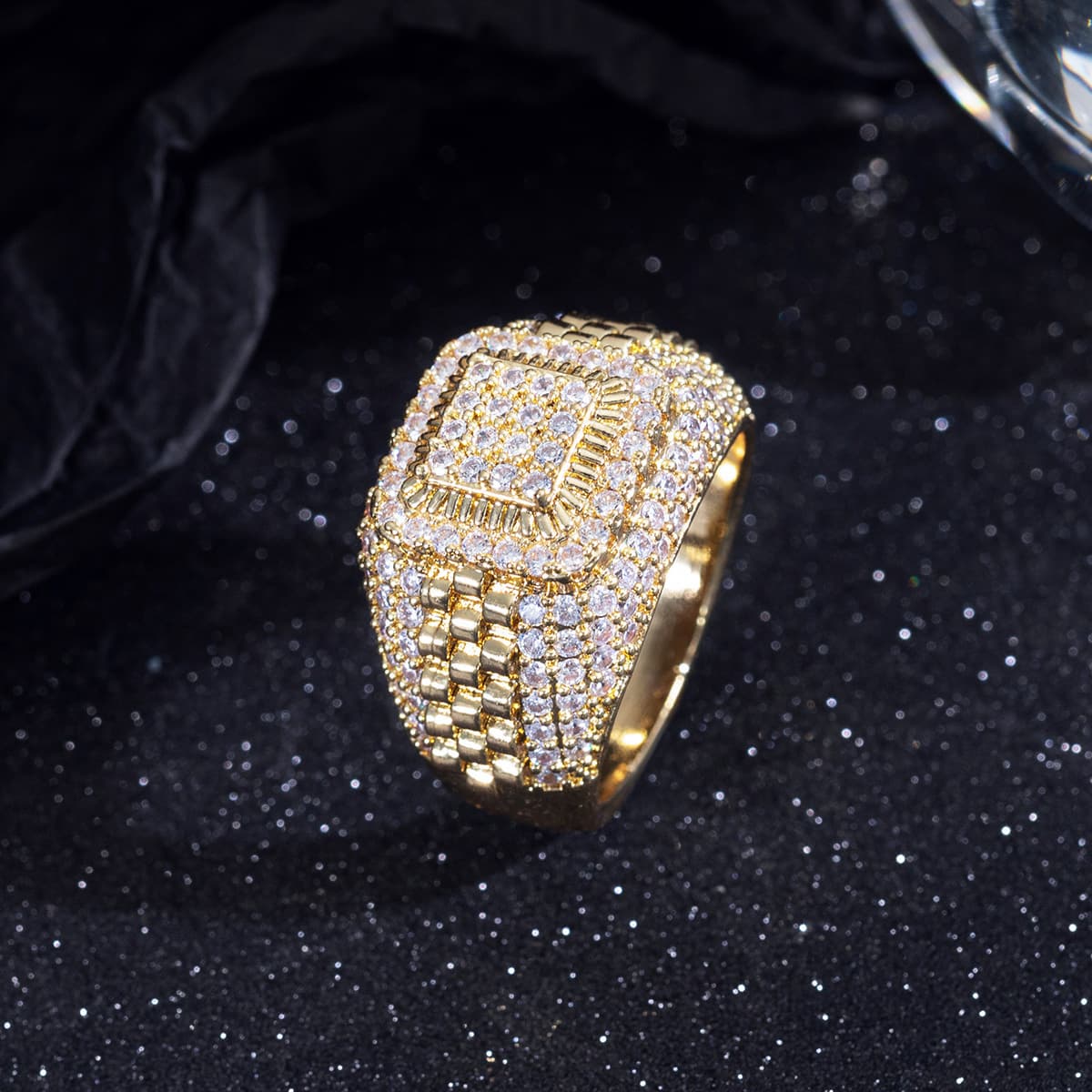 New Accessories Style HipHop Men's Trendy Brand Full Street Dance Diamond Ring Hot